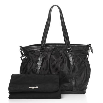 Burberry Nylon Tonal Check Diaper Bag Black 10 of 10