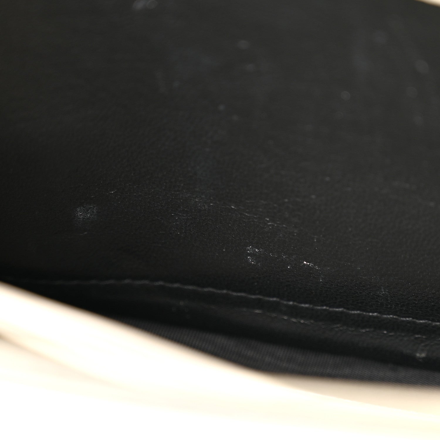 Saint Laurent Grain De Poudre Matelasse Monogram Chain Wallet White Black 14 of 17