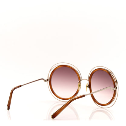 Chloe Metal Acetate Oversized Round Carlina Sunglasses CE120S Gold Blonde Havana 4 of 6