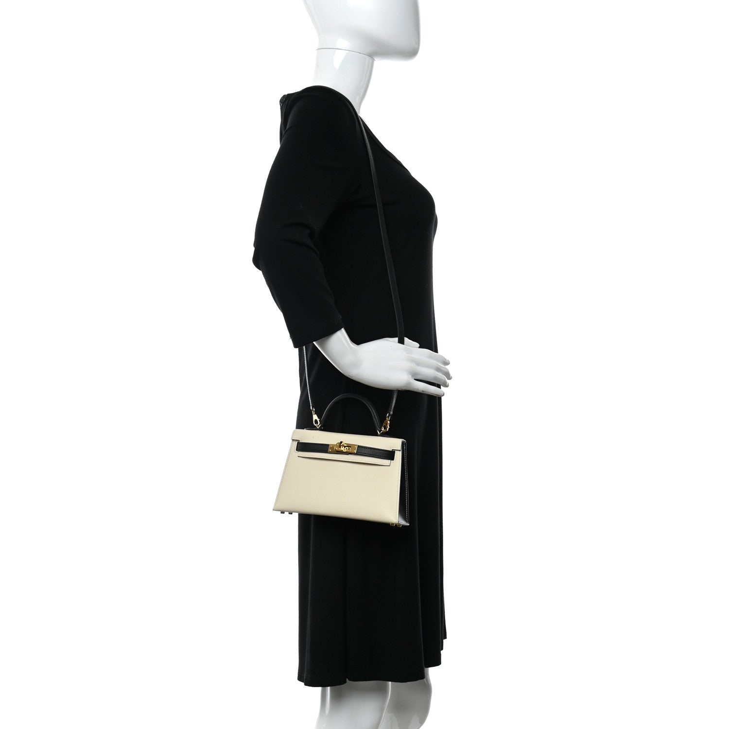 Hermes Epsom Horseshoe Mini Kelly Sellier 20 Craie Black 4 of 12