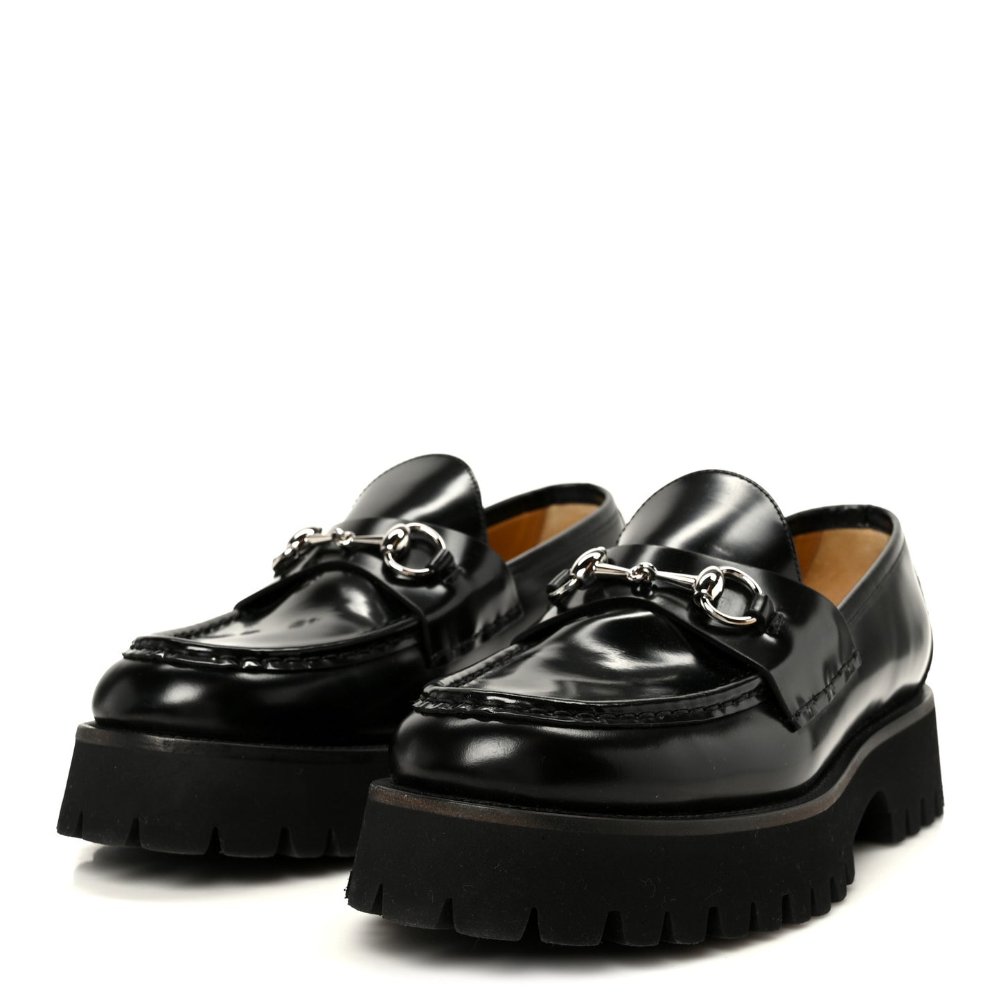 Cordovan Lux Womens Horsebit 45mm Platform Loafers 41 Black
