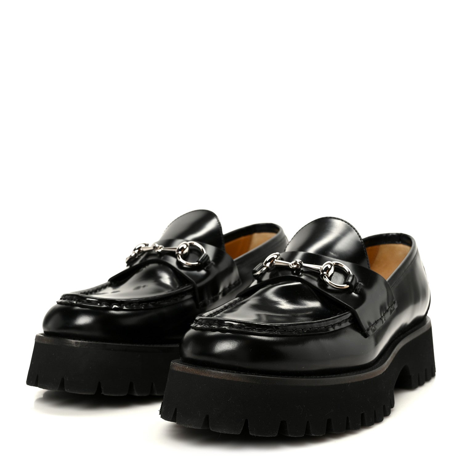 Gucci Cordovan Lux Womens Horsebit 45mm Platform Loafers 41 Black 4 of 10