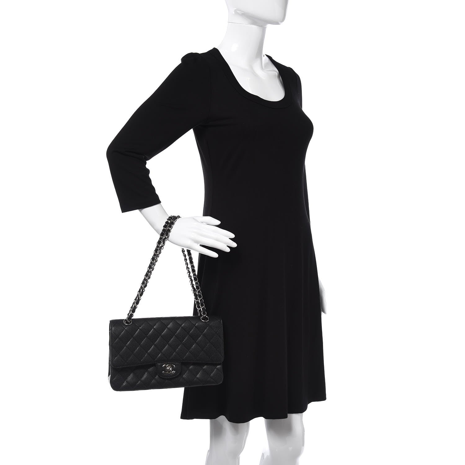 Chanel Caviar Quilted Medium Double Flap Black 2 of 9