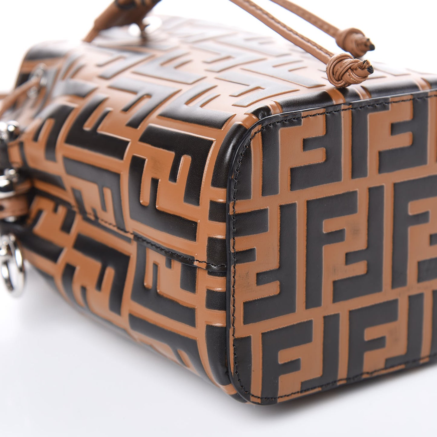 Vitello Liberty F is Fendi FF Embossed Mini Mon Tresor Bucket Bag Tobacco Black