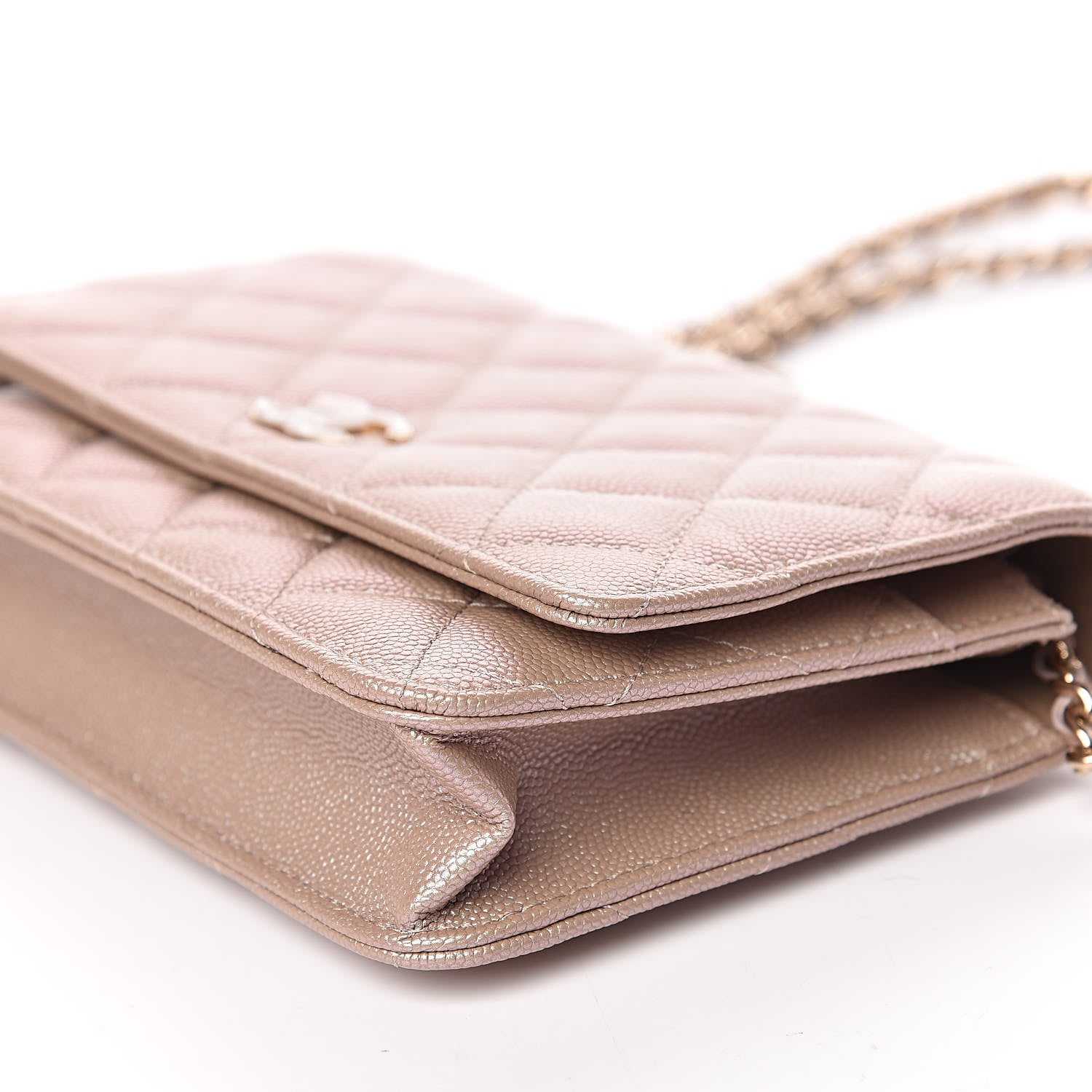Chanel Iridescent Caviar Quilted Wallet On Chain WOC Beige 10 of 12