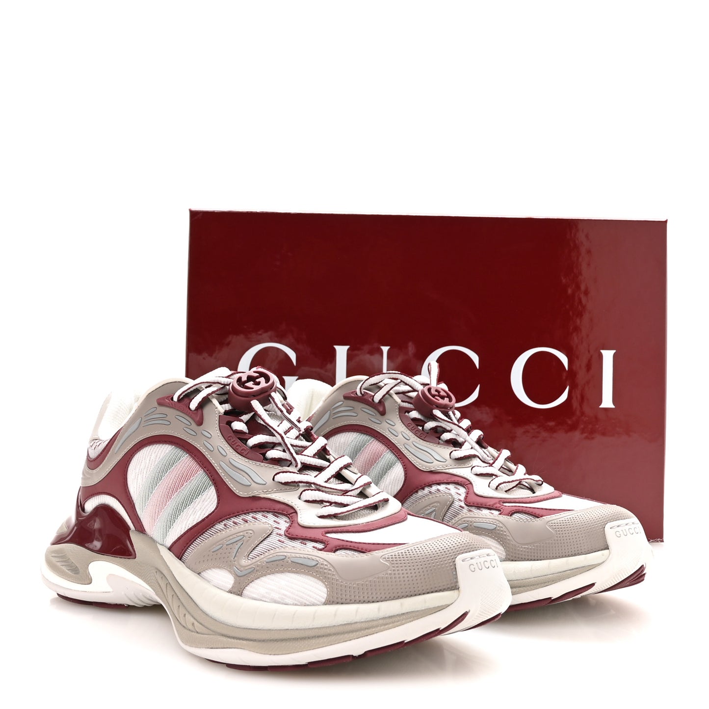 Calfskin Mesh Web Womens 2.0 Sneakers 9 Gray Rosso Ancora
