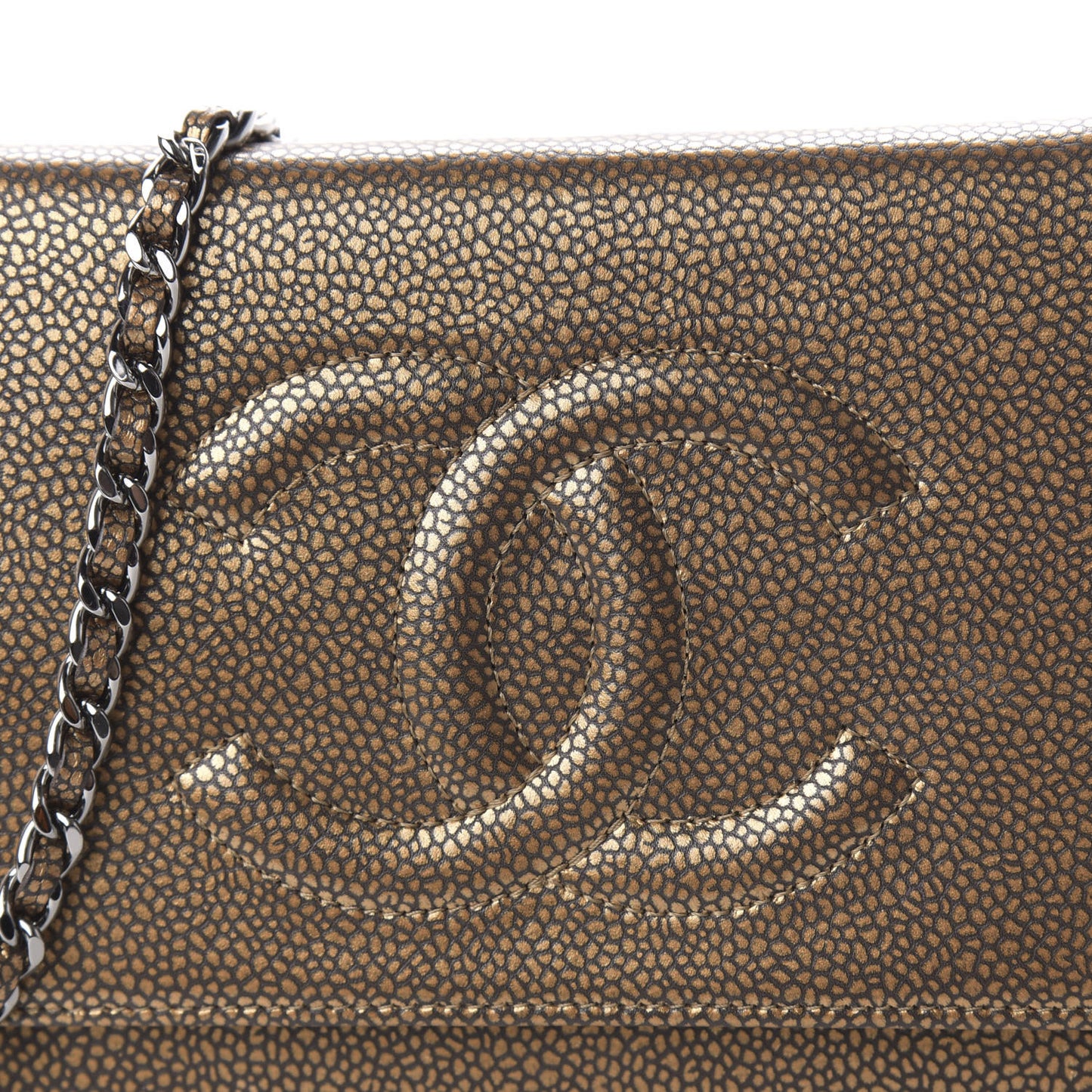 Metallic Caviar Timeless CC Wallet On Chain WOC Bronze