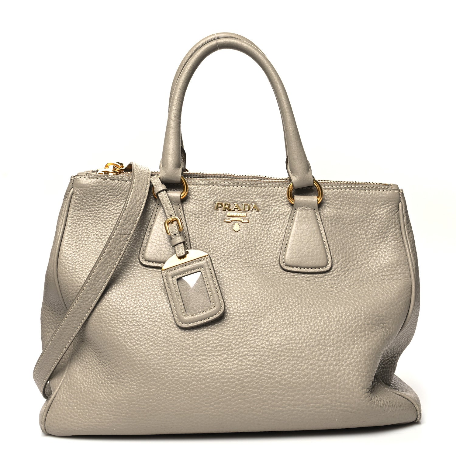 Prada Vitello Daino Large Double Zip Tote Pomice 1 of 16