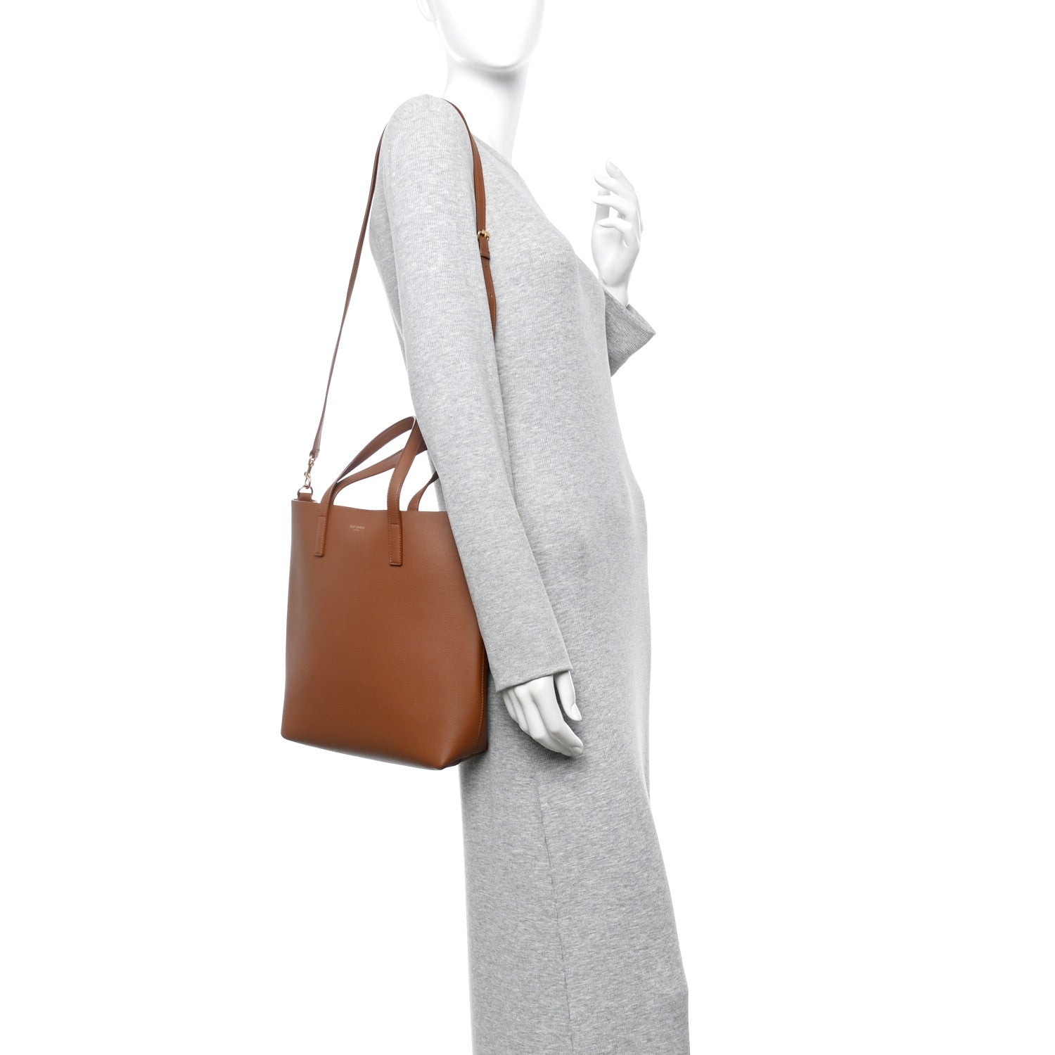 Saint Laurent Calfskin Toy Shopping Tote Dark Tan 2 of 10