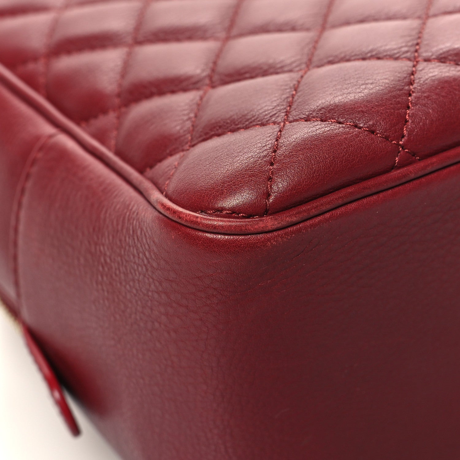 Chanel Calfskin Quilted CC Medium Vanity Case Dark Red 14 of 15