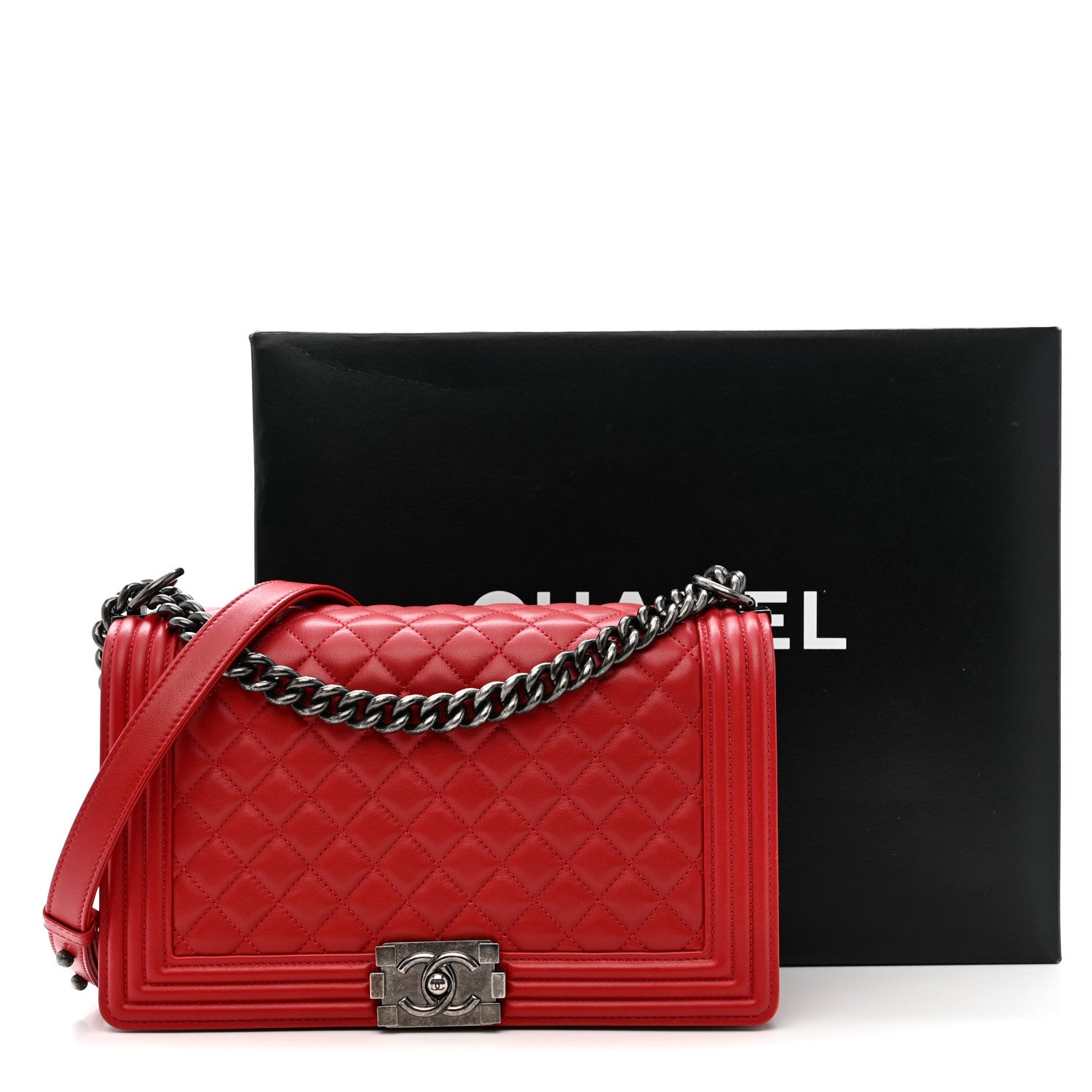 Chanel Lambskin Quilted New Medium Boy Flap Red 11 of 11
