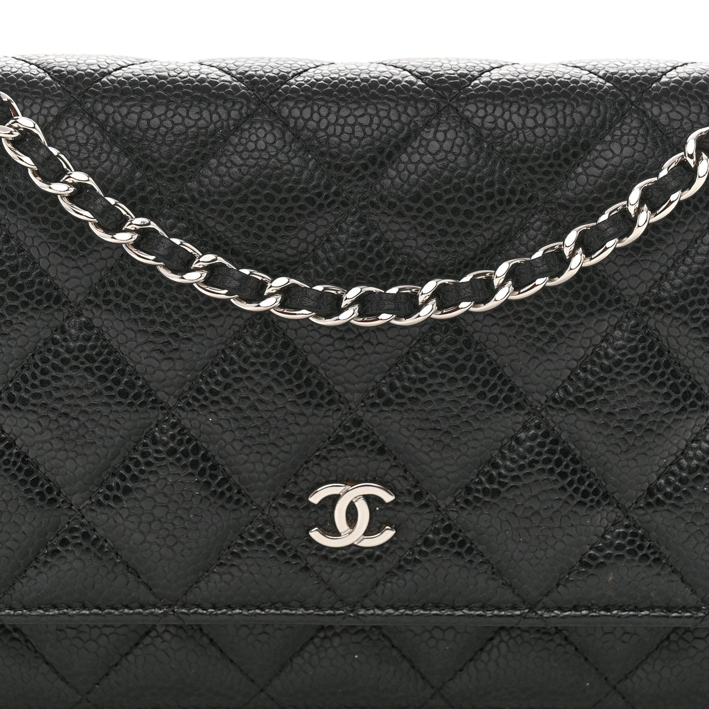 Caviar Quilted Wallet on Chain WOC Black