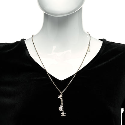 Chanel Crystal Pearl CC Moon Star Drop Necklace Gold 2 of 5