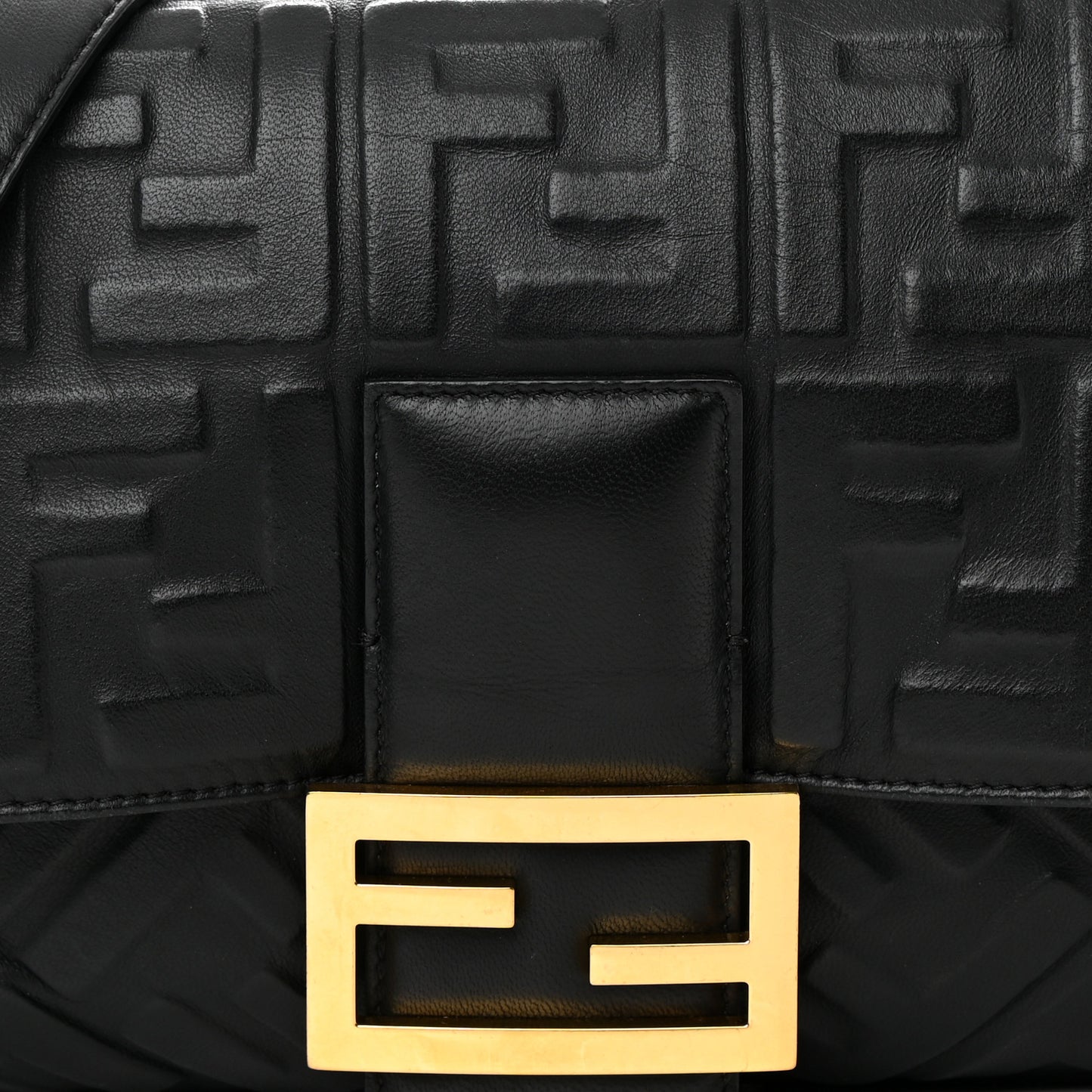 Nappa FF 1974 Embossed Large Baguette Black