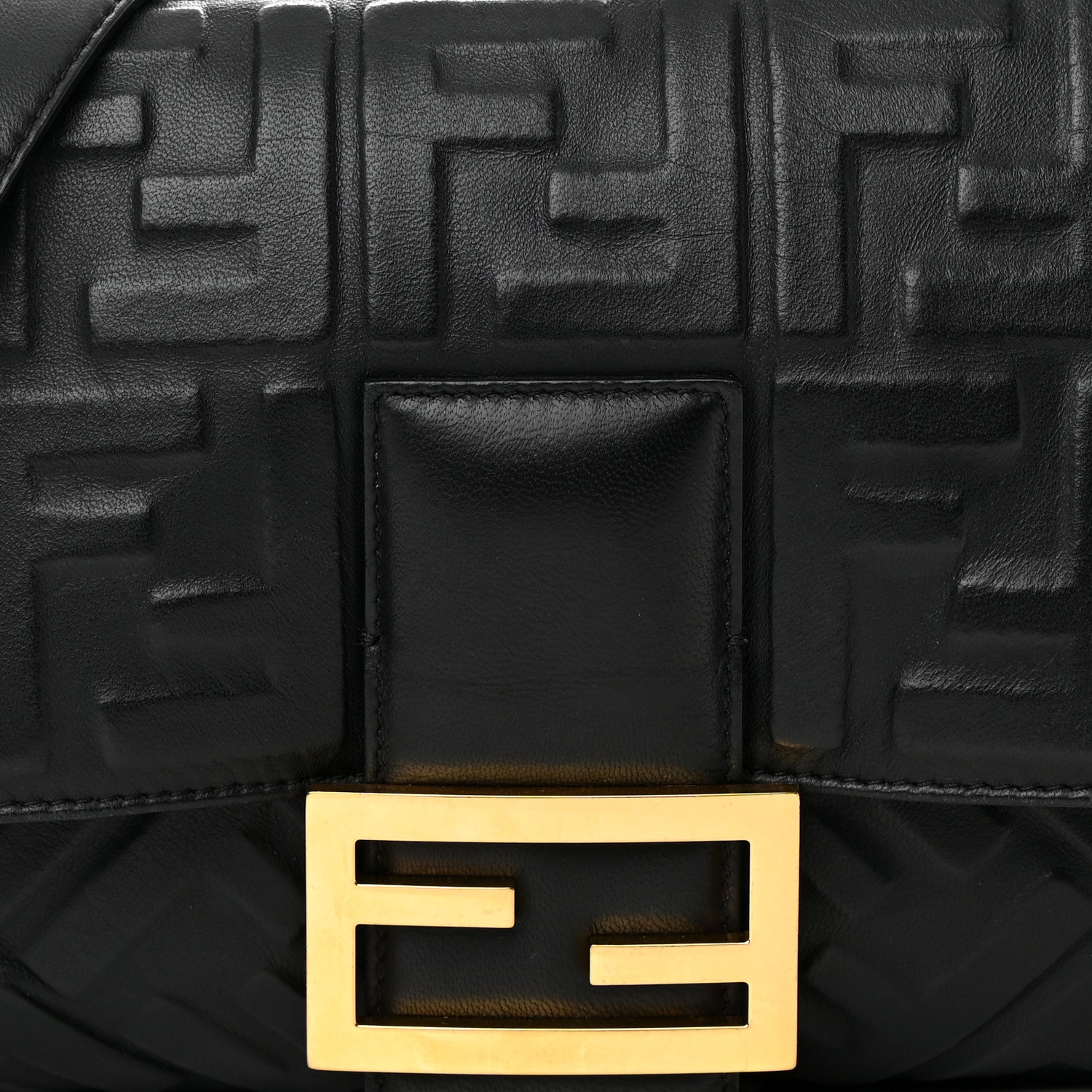 Fendi Nappa FF 1974 Embossed Large Baguette Black 8 of 11