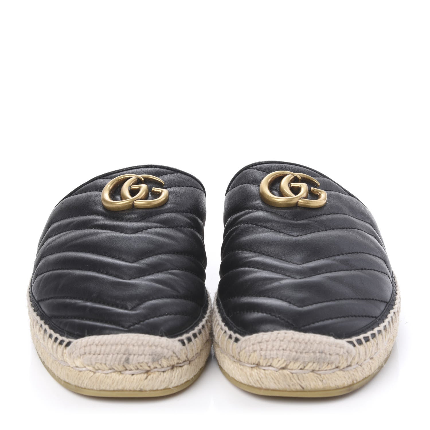 Gucci Nappa Matelasse GG Marmont Espadrille Slippers 37 Black 2 of 10