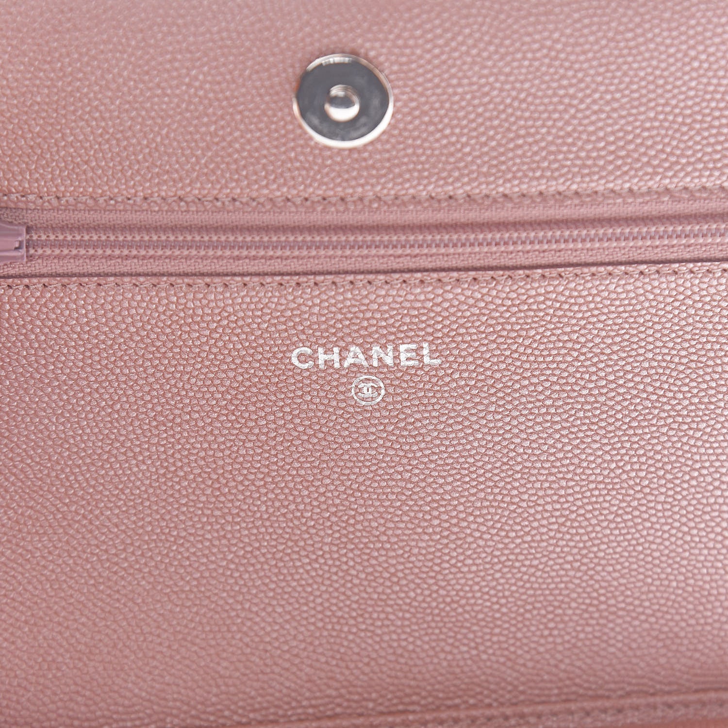 Chanel Metallic Caviar Chevron Quilted Vintage Mademoiselle Wallet On Chain WOC Pink 6 of 13