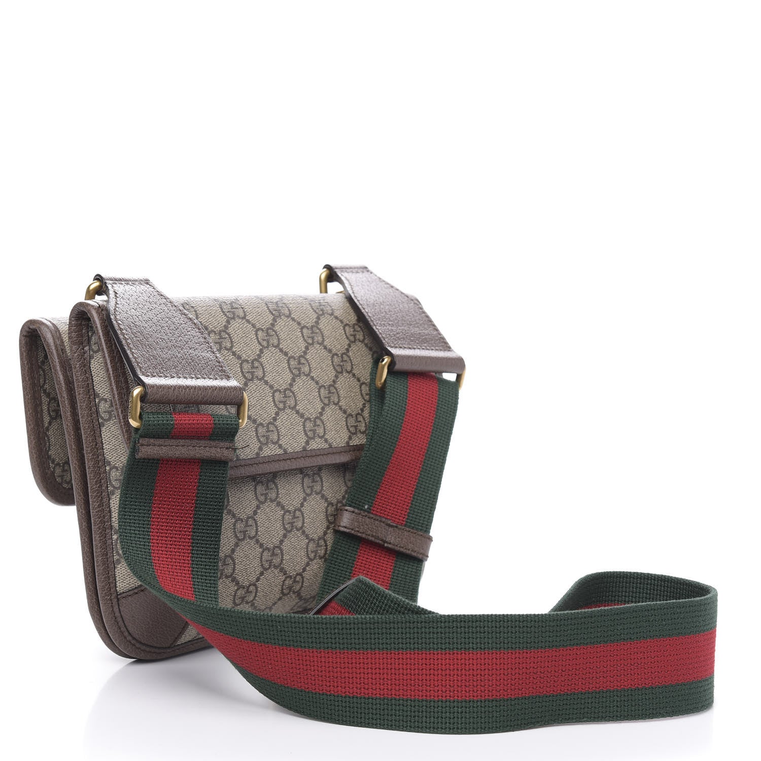 Gucci GG Supreme Monogram Web Small Neo Vintage Double Flap Messenger Bag Beige New Acero 3 of 13