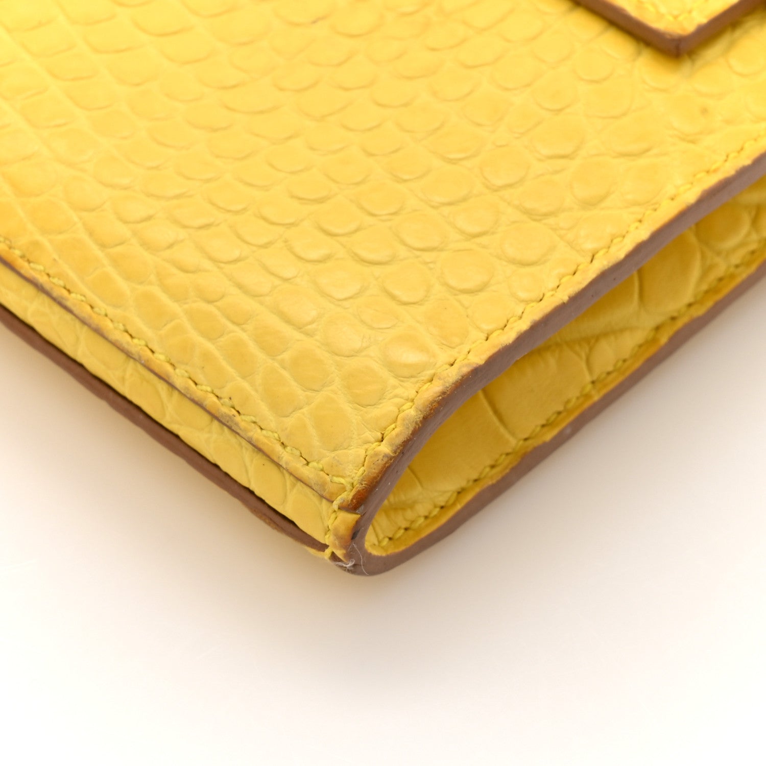 Hermes Matte Alligator Kelly Longue Wallet Mimosa 1843605