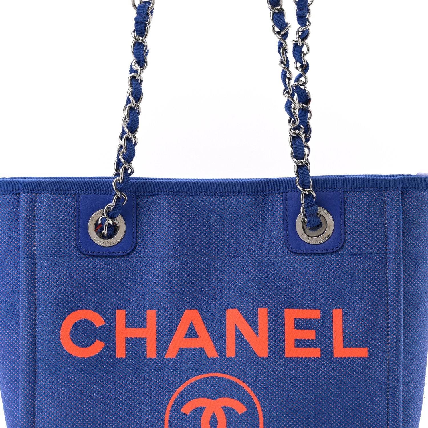Chanel Mixed Fibers Mini Deauville Tote Blue Orange 8 of 13
