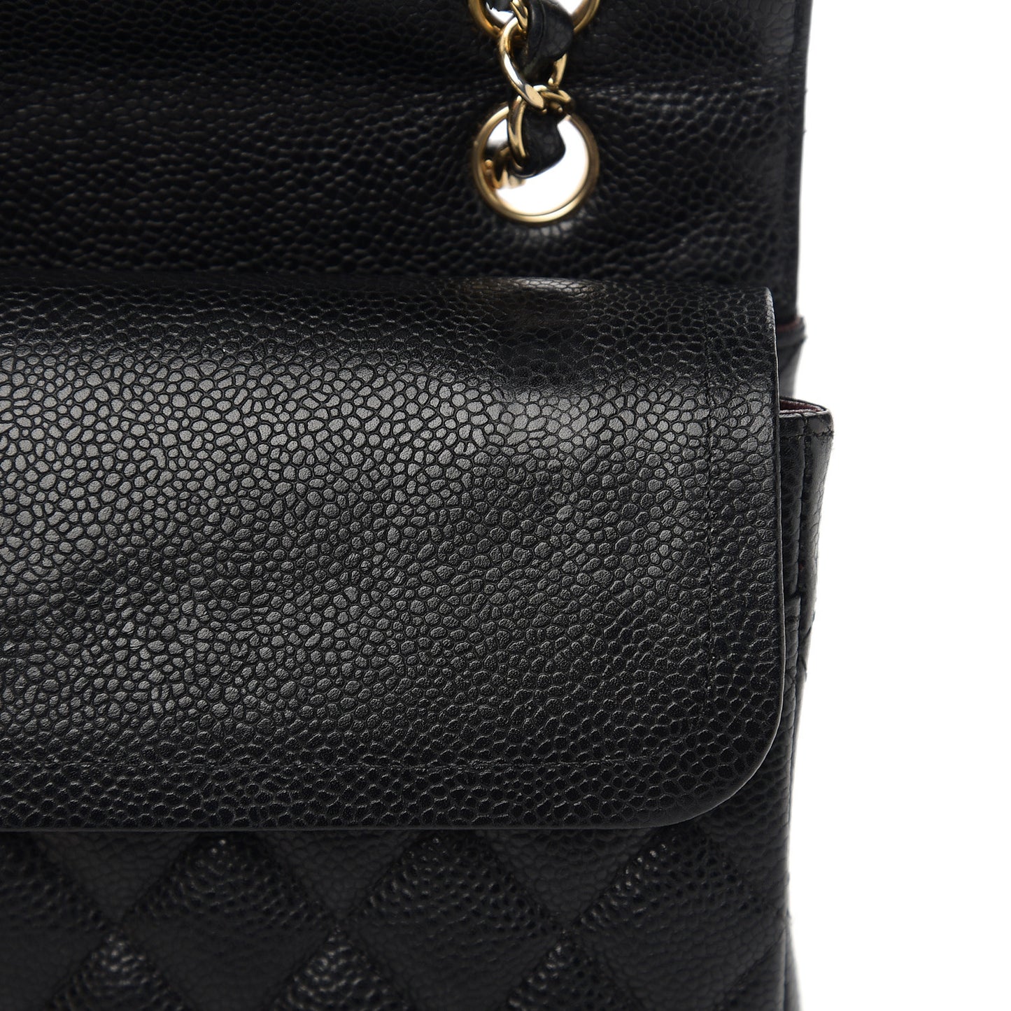 Caviar Quilted Medium Double Flap Black