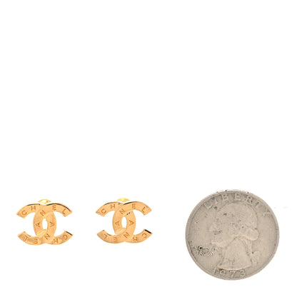 Chanel Metal CC Paris Button Stud Earrings Gold 2 of 4