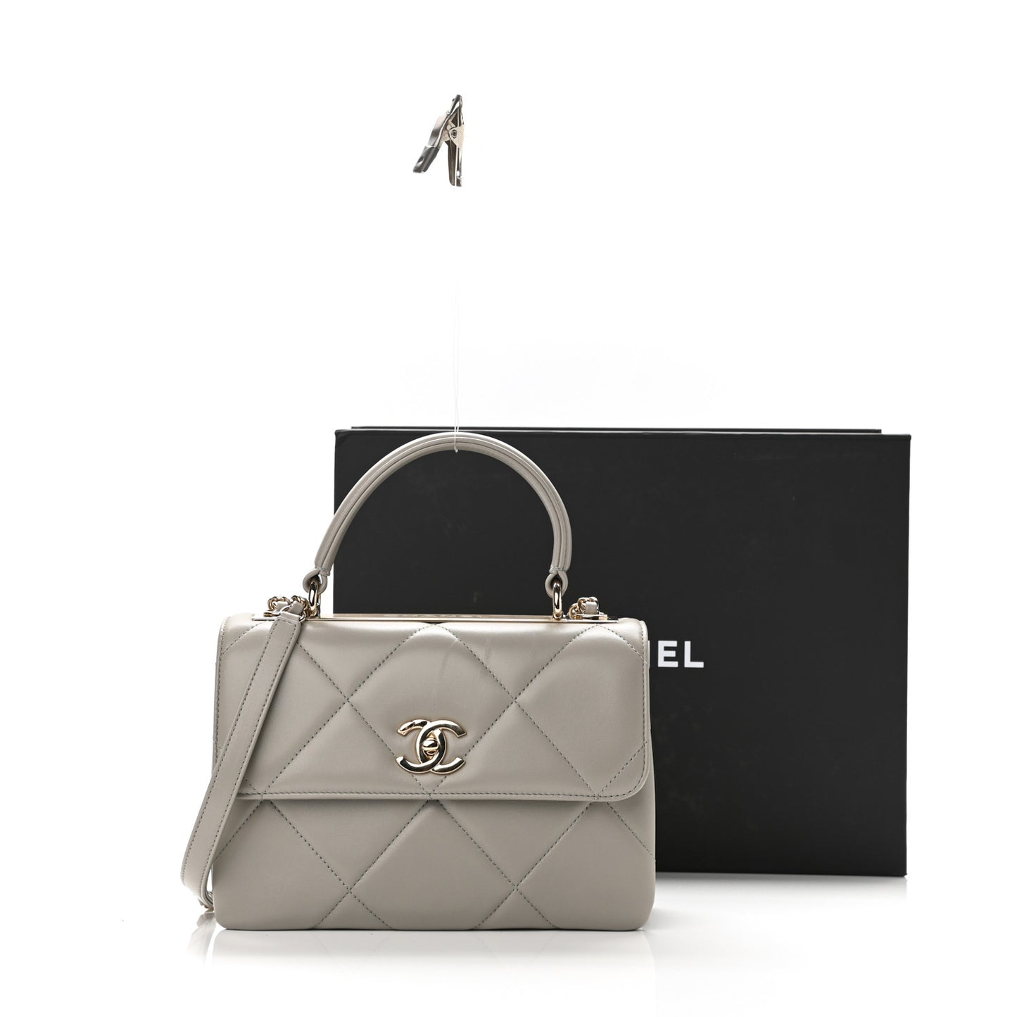 Lambskin Quilted Small Trendy CC Top Handle Flap Grey