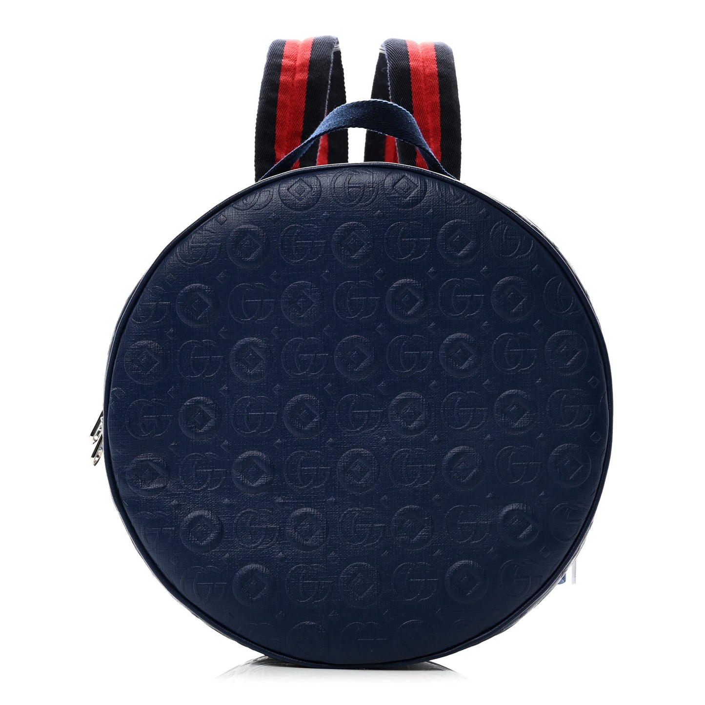 Textured Dollar Calfskin Web Debossed GG Kids Backpack Blue Agata