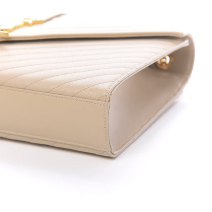Saint Laurent Grain De Poudre Matelasse Chevron Large Monogram Satchel Nude Powder 9 of 9
