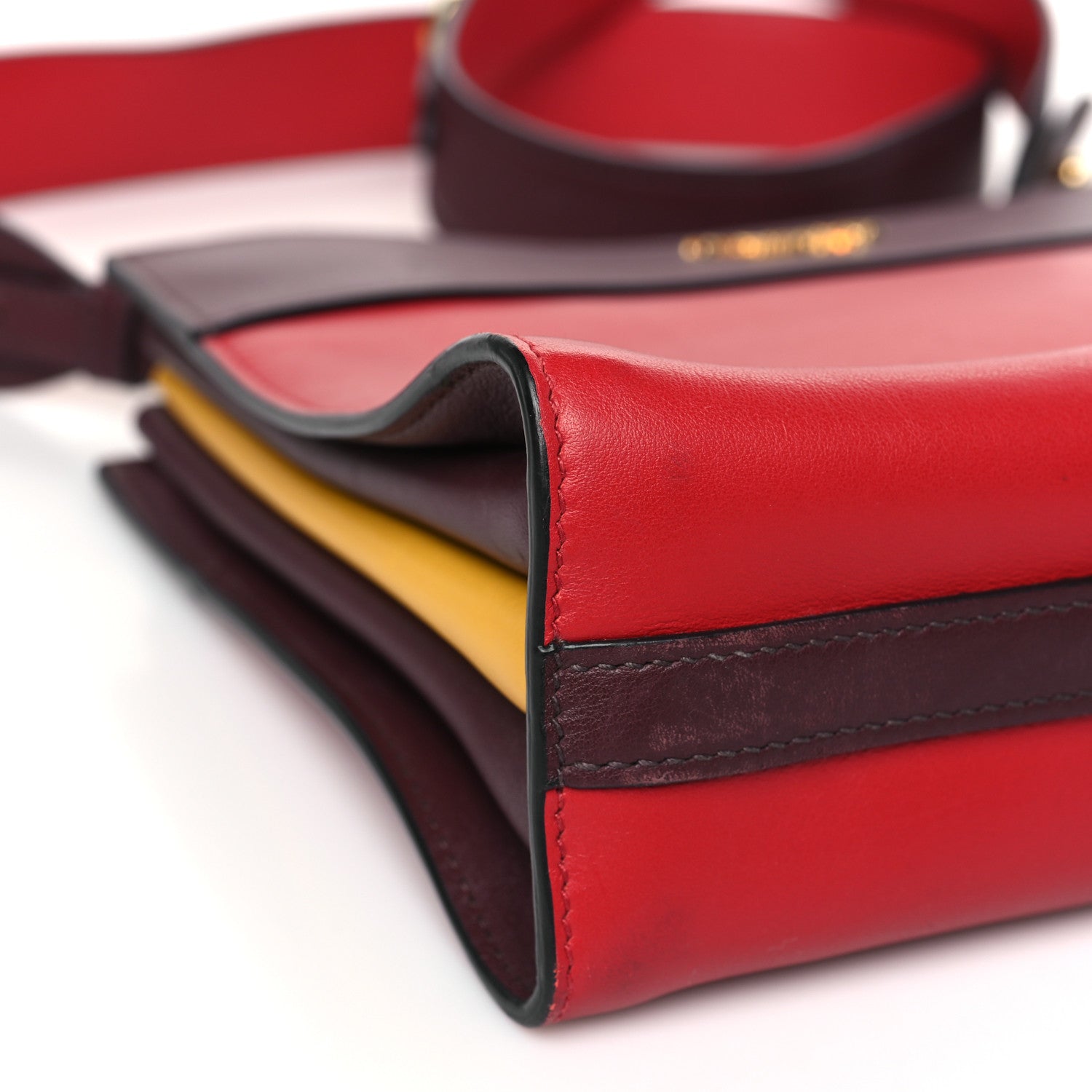 Prada City Calf Colorblock Bibliotheque Shoulder Bag Fucco Granat 8 of 9