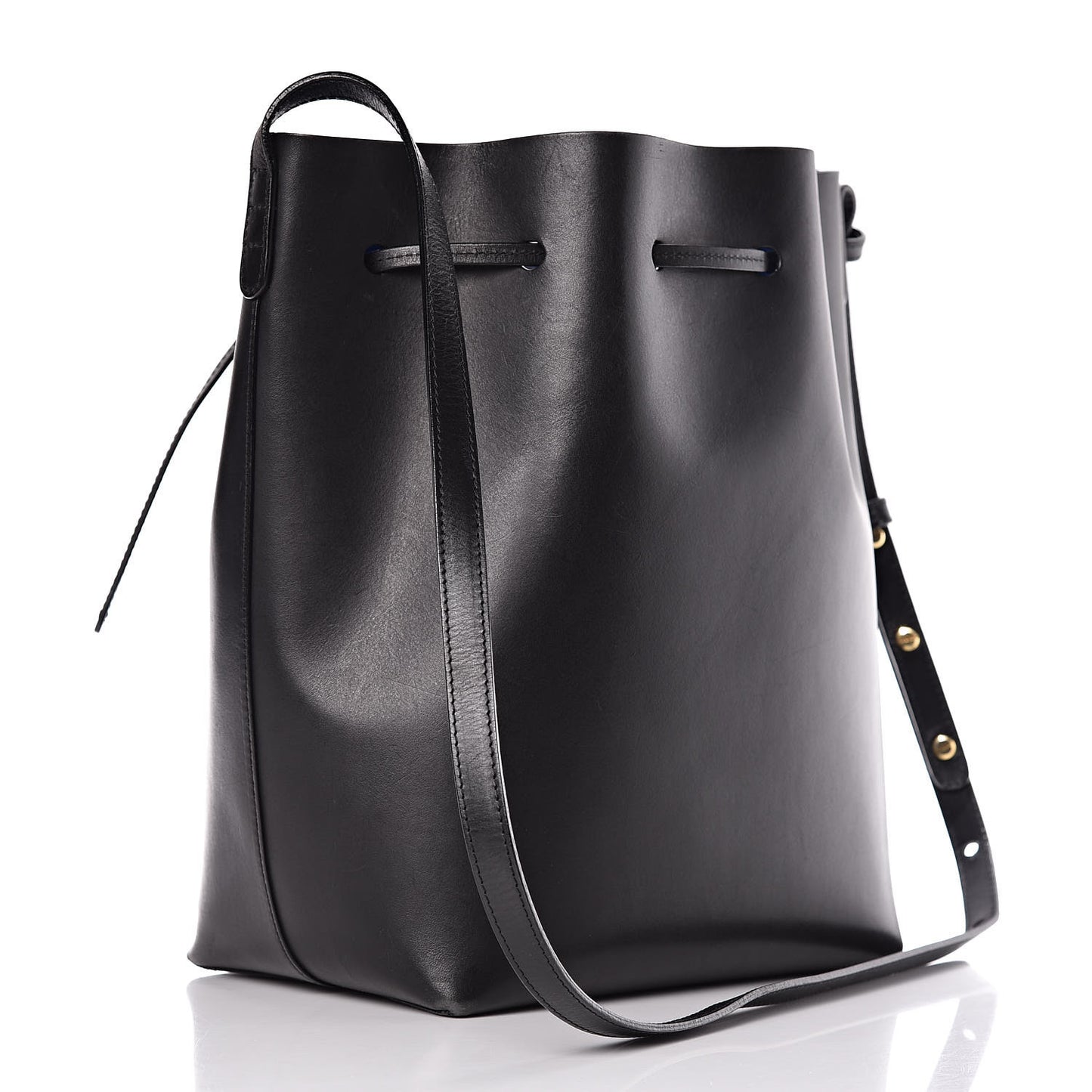 Vegetable Tanned Calfskin Bucket Bag Black Royal