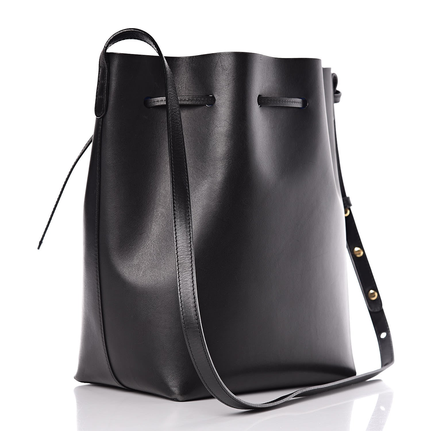 Mansur Gavriel Vegetable Tanned Calfskin Bucket Bag Black Royal 4 of 17