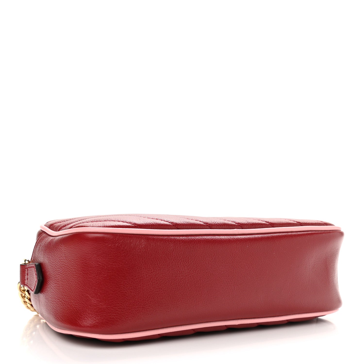 Gucci Azalea Calfskin Enamel Matelasse Diagonal Small Torchon GG Marmont Chain Shoulder Bag New Cherry Red Wild Rose 4 of 10