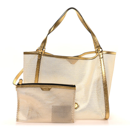 Tom Ford Metallic Mesh Calfskin Trim Tote Gold 3 of 10