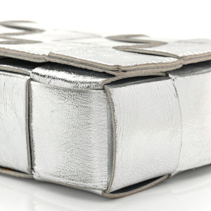 Bottega Veneta Metallic Lambskin Maxi Intrecciato Cassette Crossbody Bag Silver 10 of 10