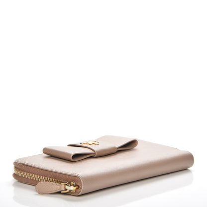 Prada Saffiano Fiocco Bow Zip Around Wallet Cammeo 4 of 13