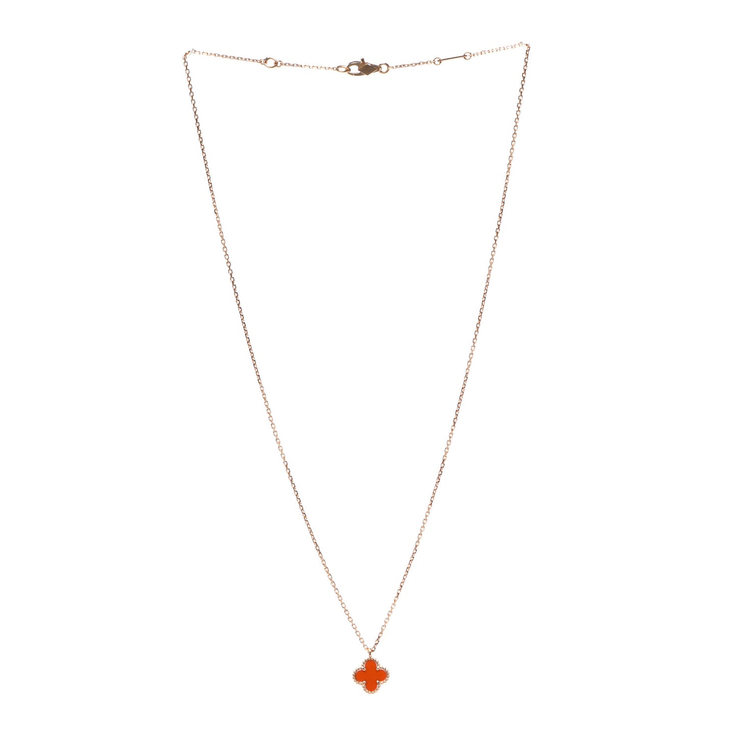 18K Rose Gold Carnelian Sweet Alhambra Pendant Necklace