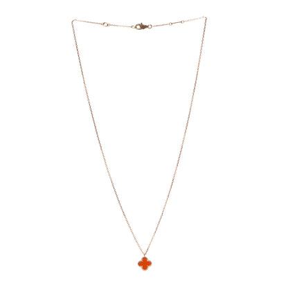 Van Cleef & Arpels 18K Rose Gold Carnelian Sweet Alhambra Pendant Necklace 3 of 6