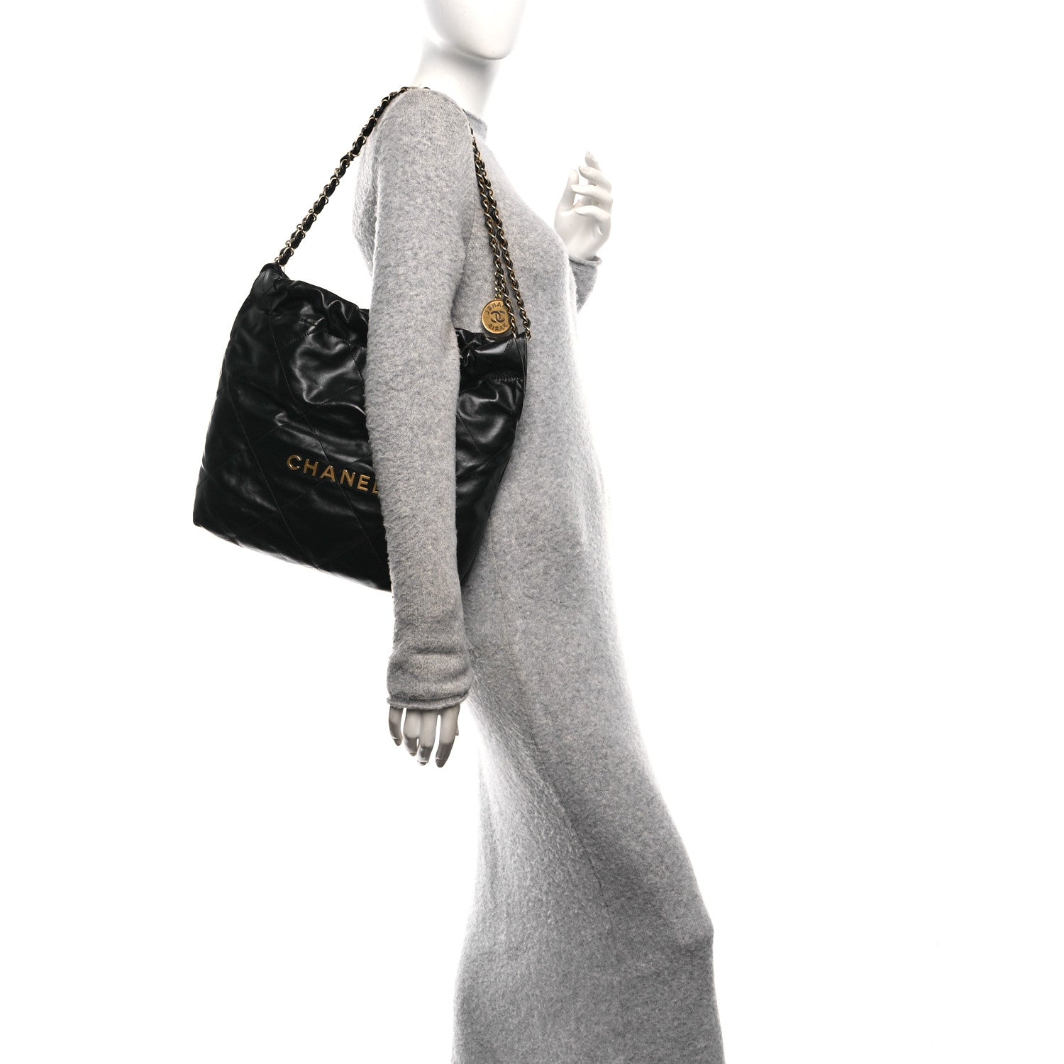 Chanel Shiny Calfskin Quilted Small Chanel 22 Black 2 of 11