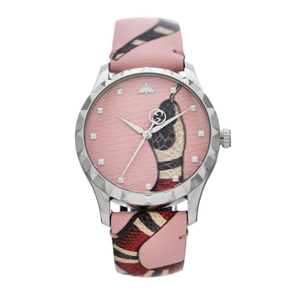 Gucci Stainless Steel Calfskin 38mm Le Marche Des Merveilles Snake Quartz Watch Pink 1 of 5