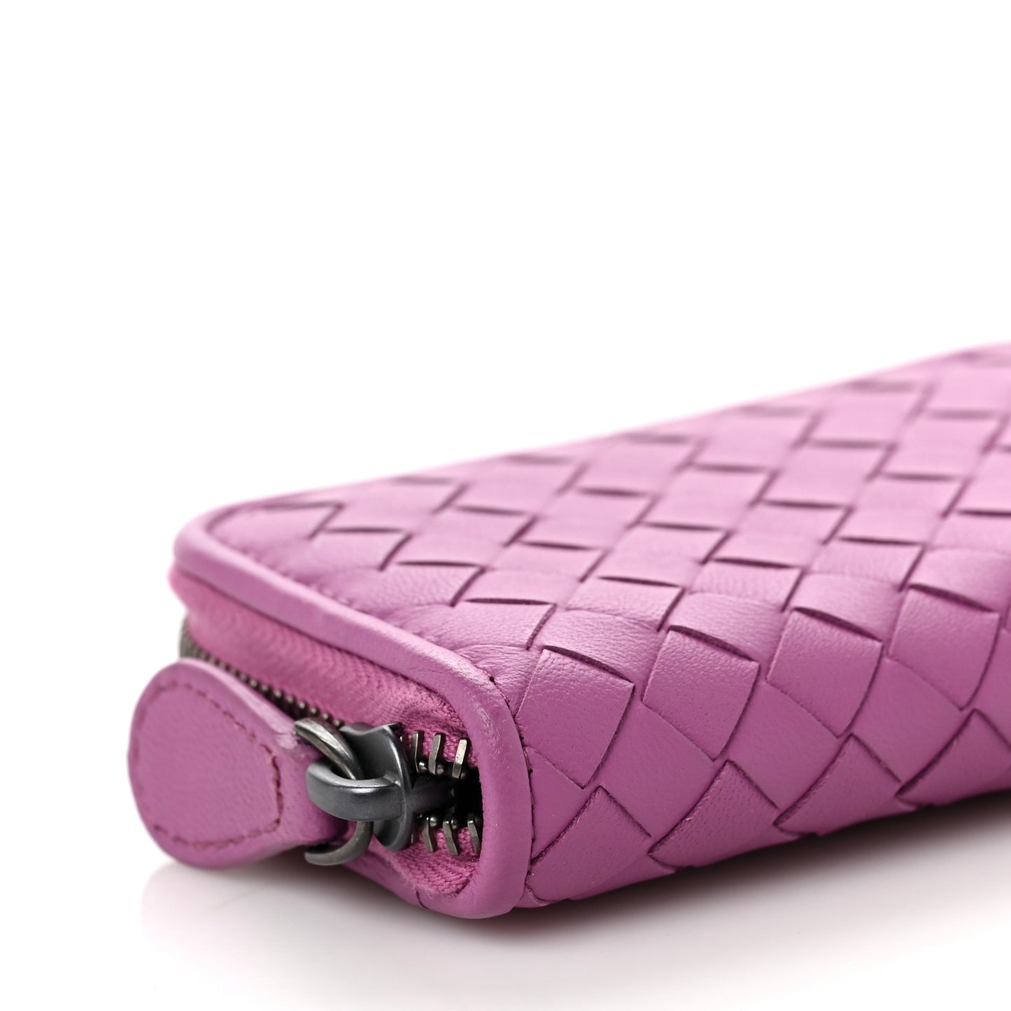 Nappa Intrecciato Zip Around Card Holder Ametista