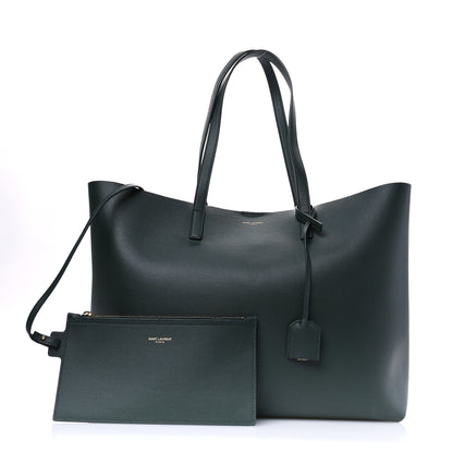 Saint Laurent Calfskin Large Shopping Tote Dark Green 1 of 10