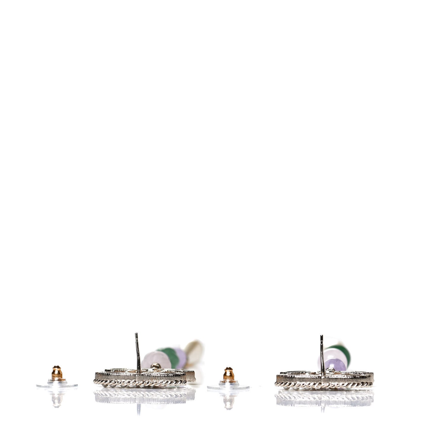 Crystal Pearl Beaded CC Long Drop Earrings Gold Multicolor