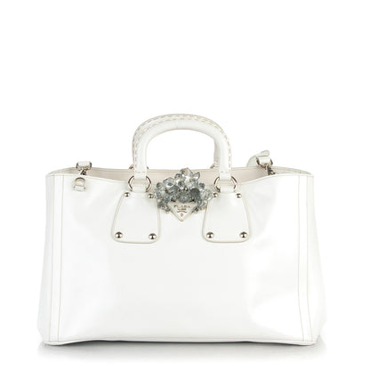Prada Spazzolato Crystal Tote Talco 1 of 8