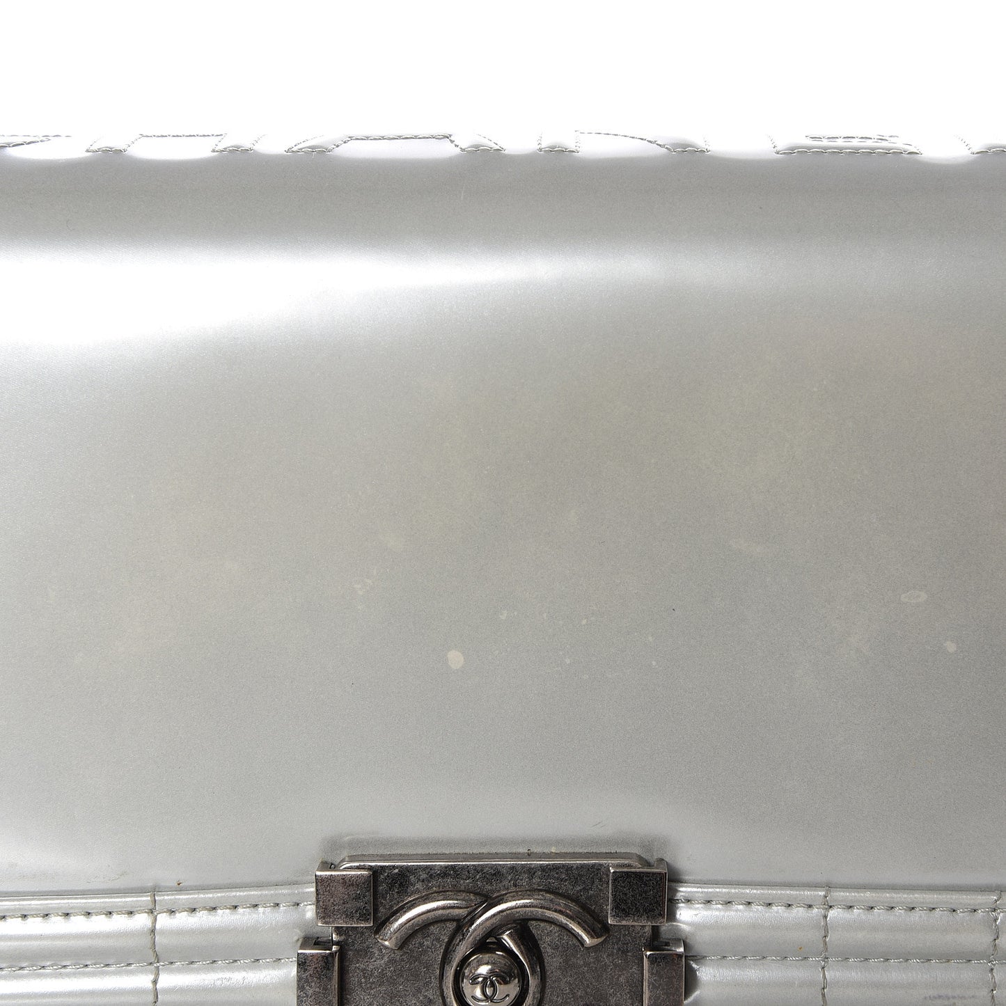 Iridescent Glazed Calfskin Medium Boy Flap Silver