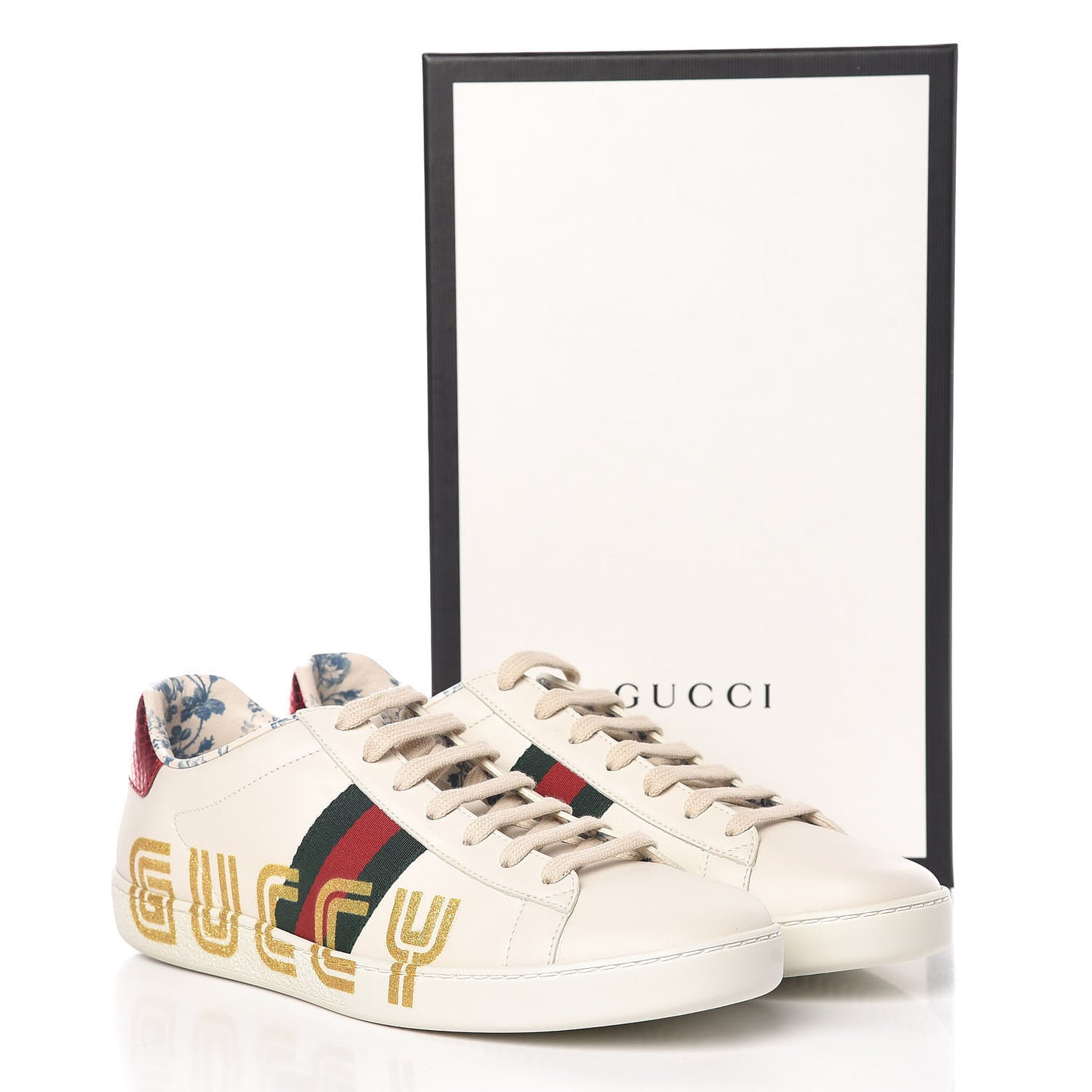 X SEGA Calfskin Ayers Web Guccy Womens Ace Sneakers 41 White