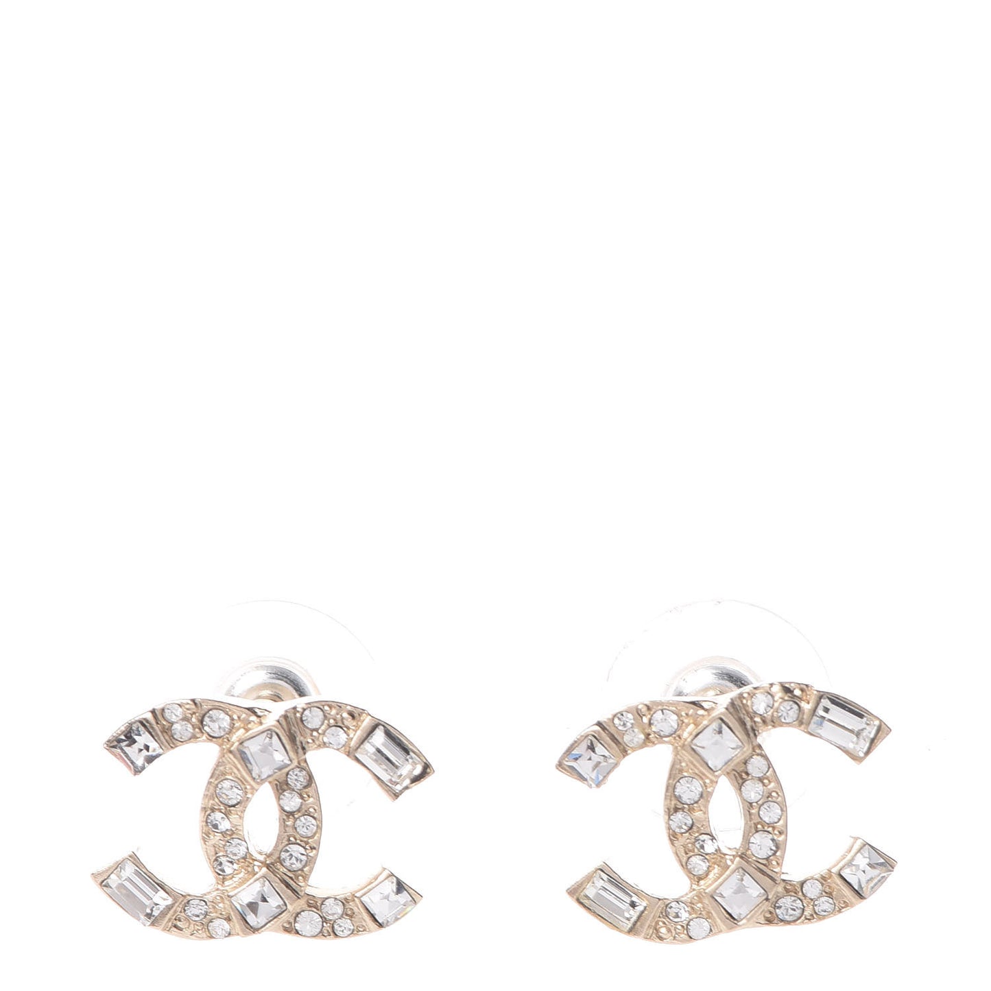 Crystal Baguette CC Earrings Gold