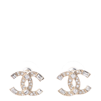 Chanel Crystal Baguette CC Earrings Gold 1 of 5