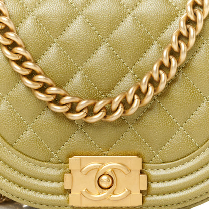 Chanel Caviar Quilted Small Boy Messenger Bag Green 8 of 10