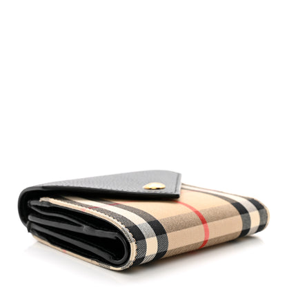 Burberry Grainy Calfskin Vintage Check Lila Tri-Fold Wallet Black 4 of 7